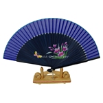 Fächer Handfächer Bambus Seide blau Blumen&Schmetterlinge 7278b Fächer Handfächer Bambus Seide blau Blumen&Schmetterlinge 7278b